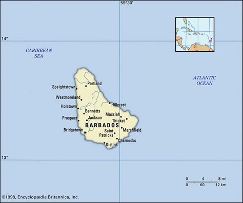 Map Of Barbados And Geographical Facts Where Barbados Is On The World