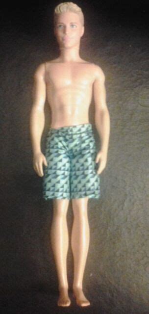 Barbie Water Play Beach Ken Doll Print Swim Trunks 2014 Mattel Cff16