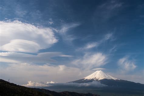 Stratovolcano Japan Cloud Sky Yamanashi Prefecture Volcano Mount