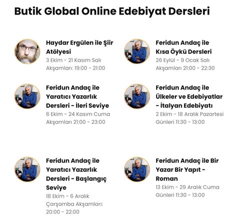 Butik Global Online Edebiyat Dersleri Ba L Yor Edebiyat Haber