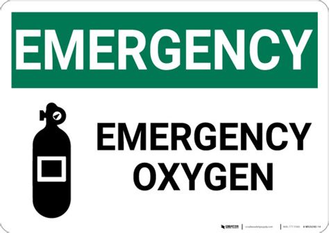 Emergency Emergency Oxygen With Icon Landscape Wall Sign Creative