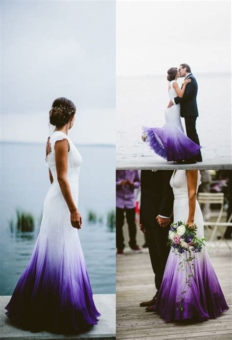Colored Wedding Dresses Purple And White Wedding Dress Ombre Wedding