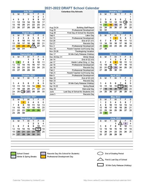 Columbus City School Calendar 2021 2022 And Holidays