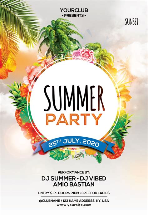 The Summer Party Psd Free Flyer Template Pixelsdesign Free Psd