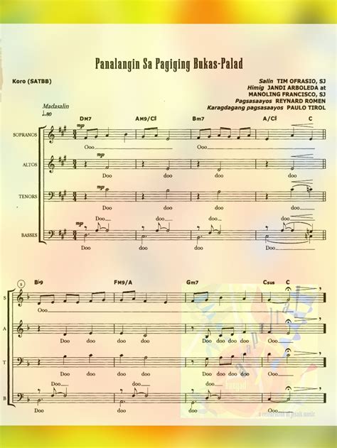 JesCom Philippines PANALANGIN SA PAGIGING BUKAS PALAD A Capella Music Sheet