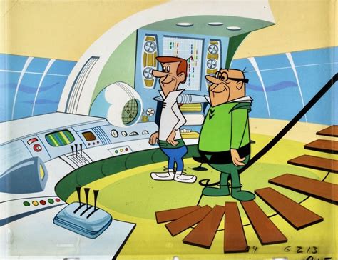 The Jetsons Hanna Barbera George Jetson And Mr Cogswell Production Cel Setup
