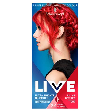 Schwarzkopf Live Ultra Brights Or Pastel Pillar Box Red 092 Semi Permanent Hair Dye Wilko