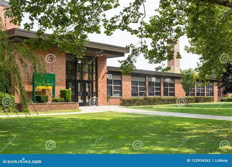 View Of Typical American School Building Exterior Stock Photo Image