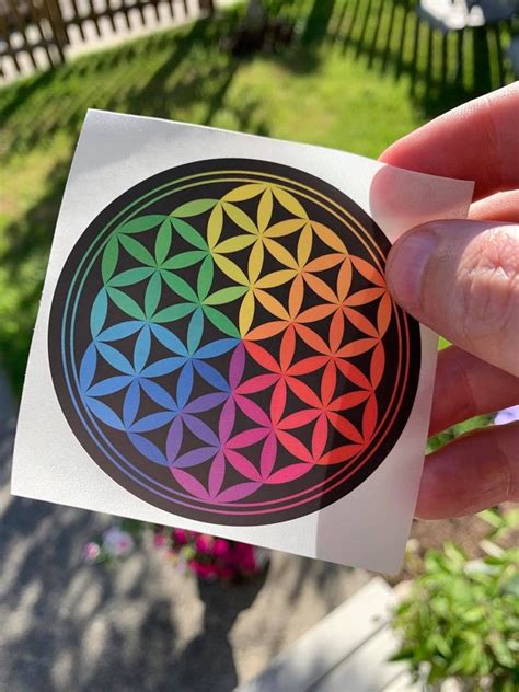 Flower Of Life Sticker Rainbow Sacred Geometry Decal Etsy