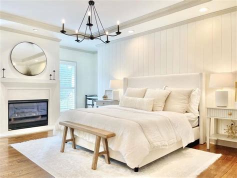White Vertical Shiplap Bedroom Accent Wall Soul And Lane
