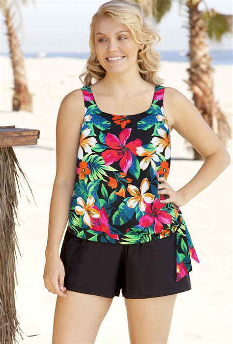 Beach Belle Fiji Plus Size Blouson Cargo Shortini Plus