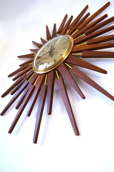 Mid Century Starburst Sunburst Wall Clock By Anstey And Wilson 1960s