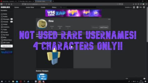 Rare Roblox Usernames Not Used Characters Youtube