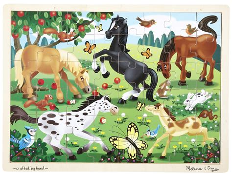 Melissa And Doug 48 Piece Wooden Jigsaw Puzzle Frolicking Horses