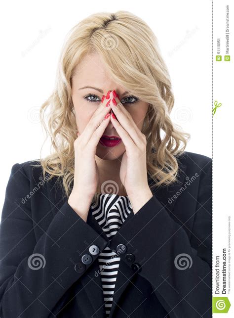 Embarrassed Distressed Young Business Woman Stock Image Image Of Hair