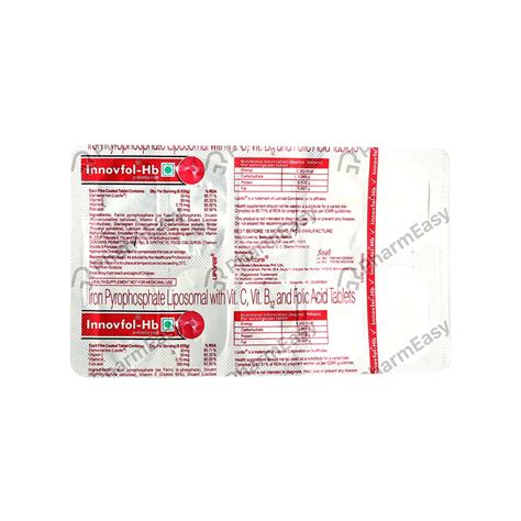 Buy Innovfol Hb Strip Of 10 Tablets Online At Flat 18 Off Pharmeasy