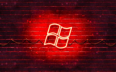 Download Wallpapers Windows Red Logo 4k Red Brickwall