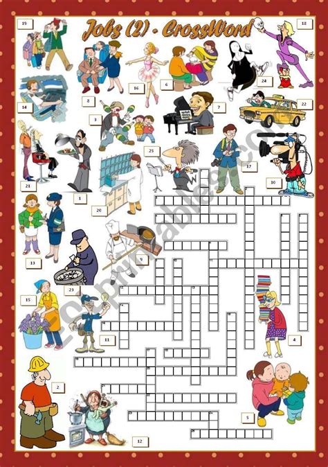 Occupations Crossword Puzzle Worksheet Printable Math Sheets For Kids