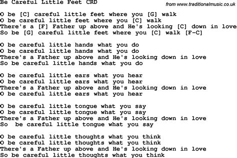 Christian Childrens Song Be Careful Little Feet Lyrics And Chords