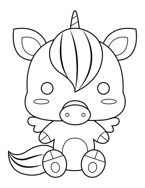Printable Kawaii Unicorn Coloring Page