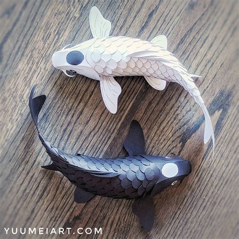 I Designed Some Posable Koi Made Only From Paper No Glue Or Tape They