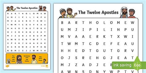 The Twelve Apostles Wordsearch 1st2nd Class Teacher Made