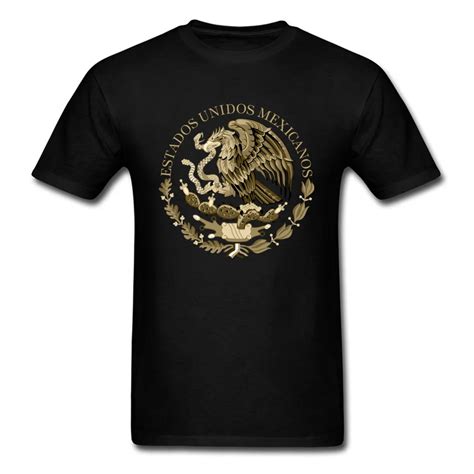 Mexico Flag Seal T Shirt Retro Vintage T Shirt Custom Men Clothes Cotton Tshirt Black Tops