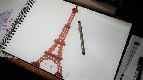 Eiffel Tower Drawing Easy Pixel Art Youtube