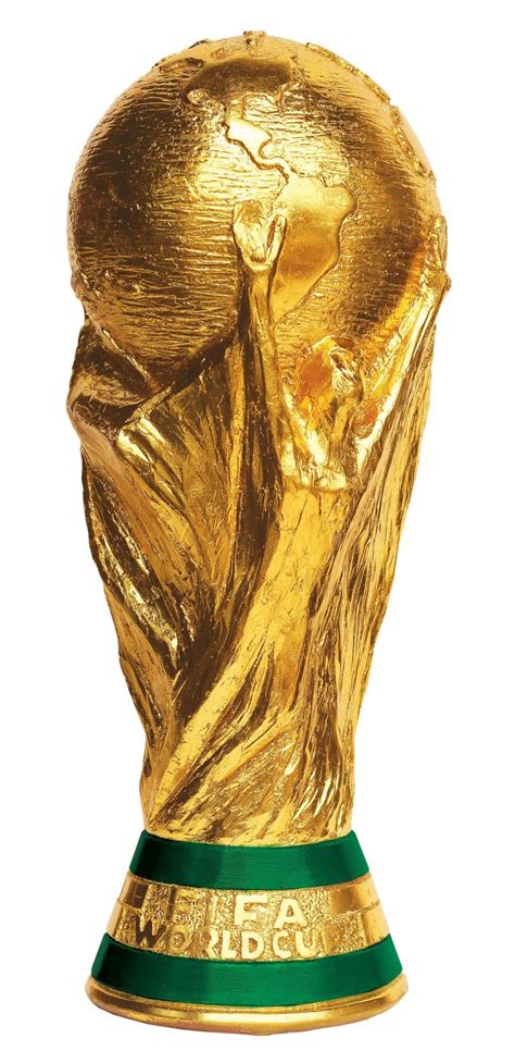 The World Cup Trophy Is Shown In Gold And Green