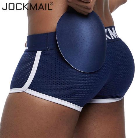 Jockmail Sexy Mens Butt Lifter Padded Underwear Brief Cotton Breathable Removable Enhancement