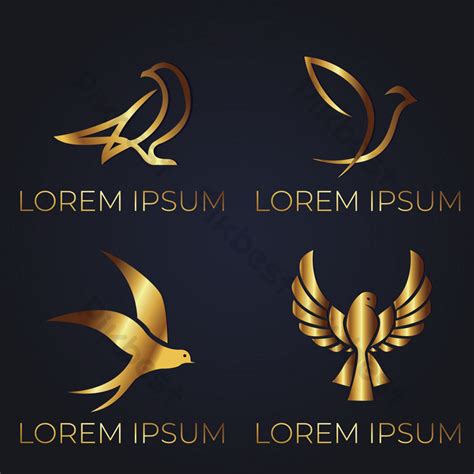 Pack Elegant Golden Bird Logo Modern Design Png Images Ai Free
