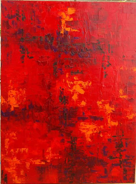 Abstract Art Extra Large Huge Red Orange Oil Original Paintingblazing