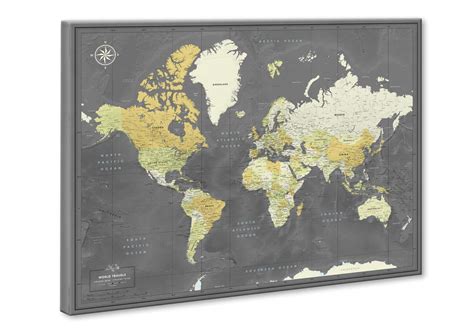 Buy Pin Adventure Map World Travel Map Push Pin On Canvas Detailed