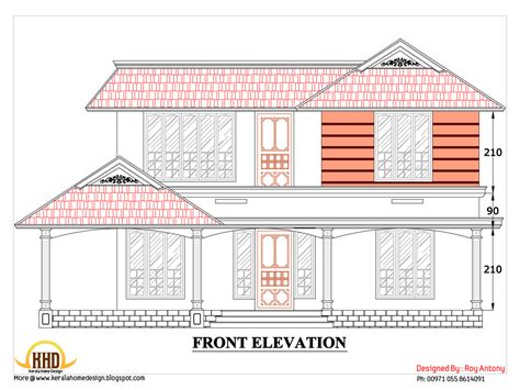 D House Plan Sloping Squared Roof Indian House Plans