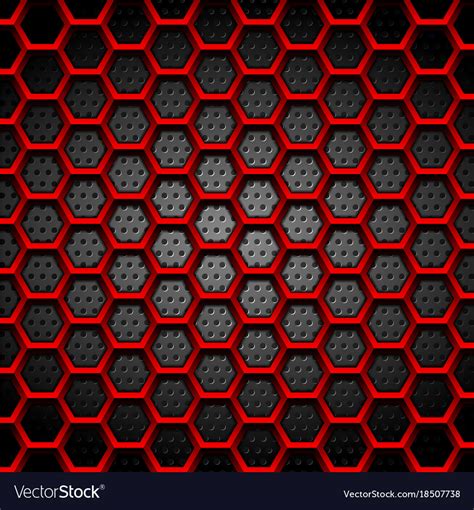 Red Hexagons Texture On Dark Perforated Background