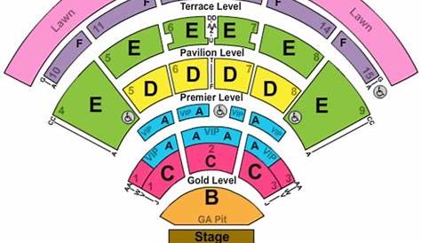pnc music pavilion seating chart with rows and seat numbers