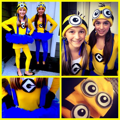Ta Daahh Minion Costumes For The Girls Made Them Myself Diy