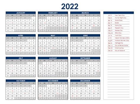 2022 South Africa Calendar With Holidays 2022 South Africa Calendar