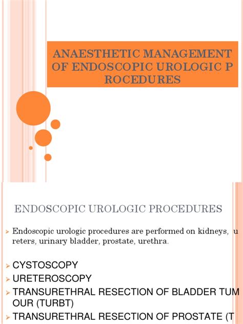 Anaesthesia For Urologic Pdf Anesthesia Urology