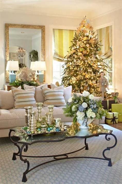 Home bar is considered as a desirable feature for a home. 55 Dreamy Christmas Living Room Décor Ideas - DigsDigs