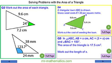 Area Of Non Right Angled Triangles Mr