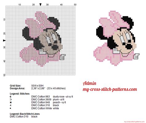 Disney Baby Minnie Small Cross Stitch Pattern Free Cross Stitch