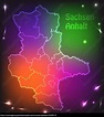 Karte von Sachsen-Anhalt mit Grenzen in leuchtenden - Lizenzfreies Bild ...