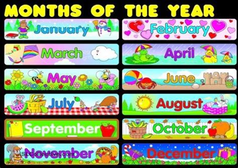 All The Months Of The Year Clip Art Months Poster