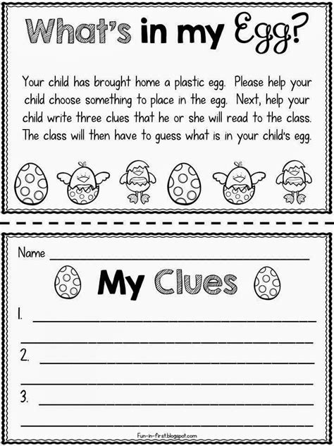 Educating With Easter Eggs First Grade Writing Kindergarten Writing
