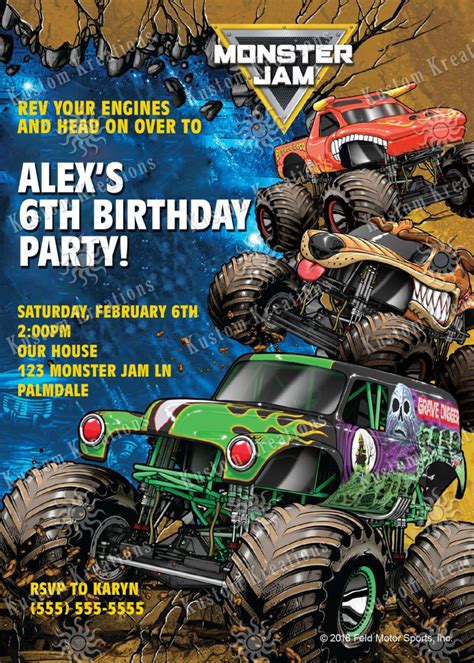 monster jam birthday invitation in 2021 monster jam birthday monster jam birthday party