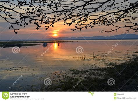 Beautiful Sunset Over The Lake Stock Photo Image Of