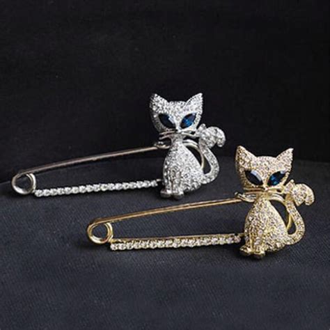 Buy Brooches For Women Animal Brooches Green Eye Crystal Cat Brooch Pin