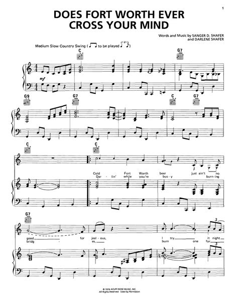 Does Fort Worth Ever Cross Your Mind Sheet Music George Strait