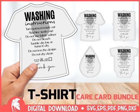 The T Shirt Care Card Bundle Is Being Displayed